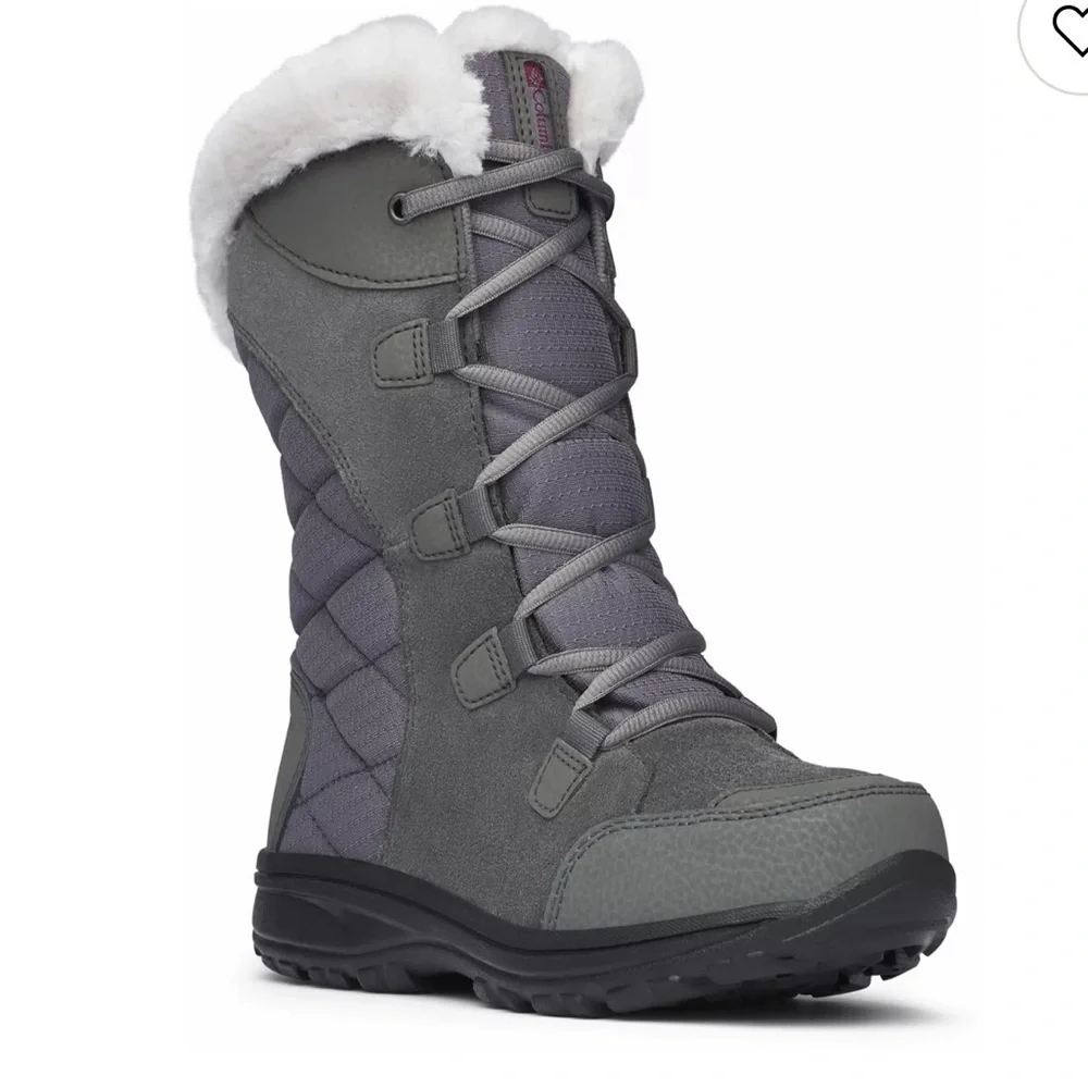 Columbia Ice Maiden II women's  boots grey suede textile upper with a faux fur